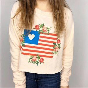 WILDFOX Grannys Flag Monte Crop Sweatshirt XS